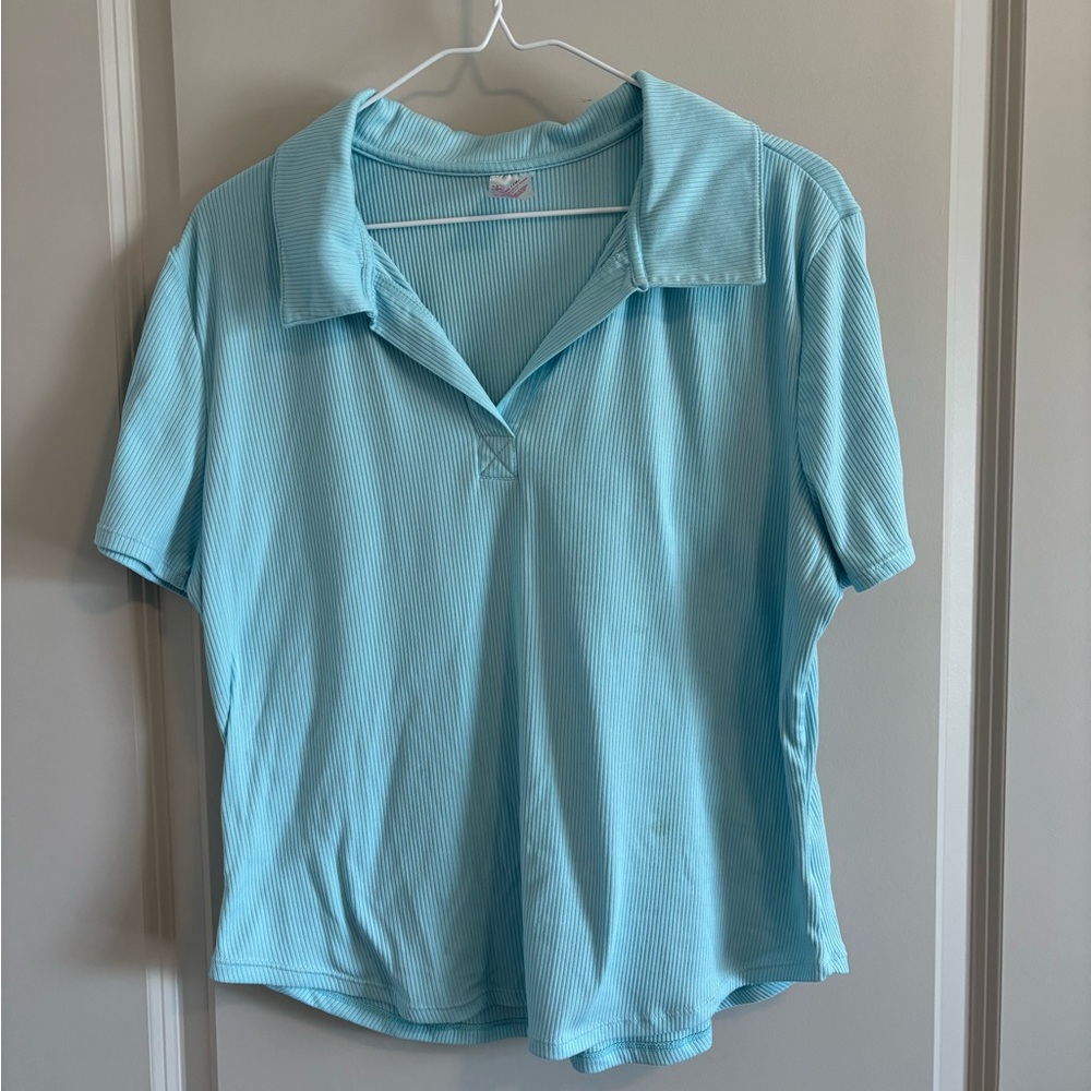 No Boundaries Blue Fitted Polo Button Down Shirt